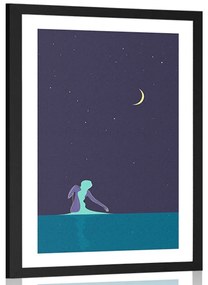Αφίσα με πασπαρτού Μυστηριώδης νύχτα - 60x90 white