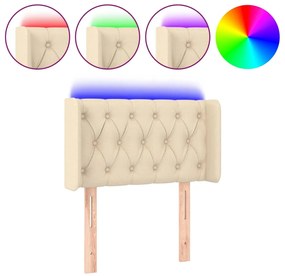 vidaXL Κεφαλάρι Κρεβατιού LED Κρεμ 83x16x78/88 εκ. Υφασμάτινο