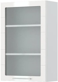 Ντουλάπι κρεμαστό Hudson V9-60-1KS με βιτρίνα-Λευκό - Λευκό γυαλιστερό - 60.00Χ32.00Χ91.00cm