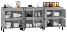 vidaXL Ντουλάπια 3 τεμ. Γκρι Σκυροδέματος 60x35x70 εκ. Επεξεργ. Ξύλο