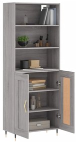 vidaXL Ντουλάπι Γκρι Sonoma 69,5 x 34 x 180 εκ. Επεξεργασμένο Ξύλο