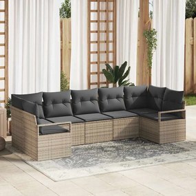 vidaXL Σετ Καναπέ Κήπου 7 Τεμαχίων με Γκρι Μαξιλάρια από Πολυ-Ράττον