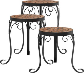 vidaXL Ανθοστήλες «Μωσαϊκό» 3 τεμ. Χρώμα Τερακότα Κεραμικές