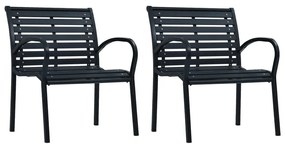 vidaXL Καρέκλες Κήπου 2 τεμ. Μαύρες από Ατσάλι / WPC
