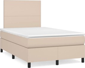 vidaXL Κρεβάτι Boxspring με Στρώμα Καπουτσίνο 120x200εκ.από Συνθ.Δέρμα