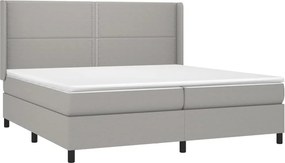vidaXL Κρεβάτι Boxspring με Στρώμα &amp; LED Αν.Γκρι 200x200εκ. Υφασμάτινο
