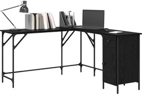vidaXL Γραφείο Μαύρη Οξυά 141 x 141 x 75 εκ Επεξεργασμένο ξύλο