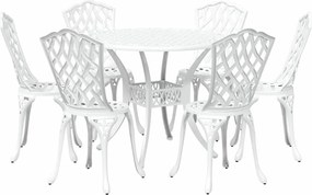 vidaXL Σέτ φαγητού για κήπο 7 pcs Λευκό Αλουμίνιο