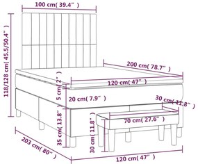 Κρεβάτι Boxspring με Στρώμα Μπλε 120x200 εκ. Υφασμάτινο - Μπλε