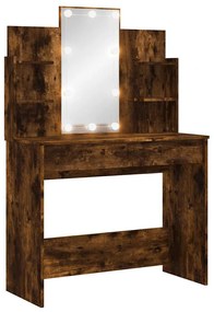 vidaXL Μπουντουάρ με LED Φώτα Καπνιστή Δρυς 96x40x142 εκ.