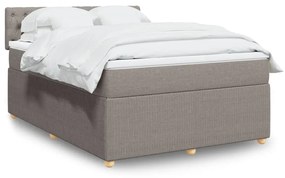 vidaXL Κρεβάτι Boxspring με Στρώμα Taupe 140x190 εκ. Υφασμάτινο