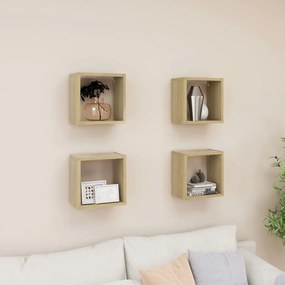 vidaXL Ράφια Κύβοι Τοίχου 4 τεμ. Sonoma Δρυς 26 x 15 x 26 εκ.