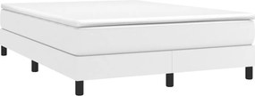 vidaXL Κρεβάτι Boxspring με Στρώμα Λευκό 140x190εκ.από Συνθετικό Δέρμα