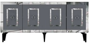 Μπουφές Karya 475OLV2744 150x40x79cm Anthracite-Silver Μοριοσανίδα, Μελαμίνη