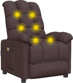 vidaXL Πολυθρόνα Μασάζ Σκούρο Καφέ Υφασμάτινη
