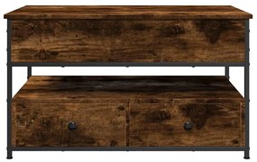 vidaXL Τραπεζάκι Σαλονιού Καπνιστή Δρυς 85x50x50 εκ. Επ. Ξύλο&Μέταλλο
