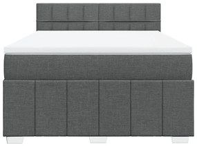 Κρεβάτι Boxspring με Στρώμα Σκούρο Γκρι 160x200 εκ Υφασμάτινο - Γκρι