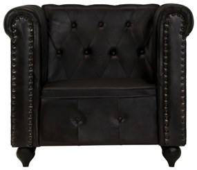 vidaXL Πολυθρόνα Chesterfield Μαύρη από Γνήσιο Δέρμα