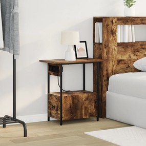 vidaXL Κομοδίνο Καπνιστή δρυς 60 x 30 x 61 εκ Επεξεργασμένο ξύλο