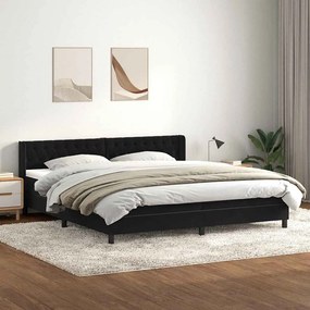 vidaXL Κρεβάτι Boxspring με Στρώμα Μαύρο 180x210 εκ. Βελούδινο