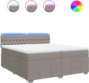 vidaXL Κρεβάτι Boxspring με Στρώμα Taupe 200x200 εκ. Υφασμάτινο