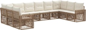 vidaXL Σετ Καναπέ Κήπου 10 pcs Μπεζ και Κρέμ συνθετικό ρατάν
