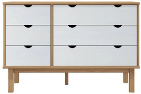 vidaXL Συρταριέρα OTTA Καφέ &amp; Λευκό 111x43x73,5 εκ. Μασίφ Ξύλο Πεύκου