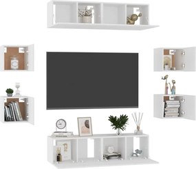 vidaXL Έπιπλα Τηλεόρασης Σετ 8 Τεμαχίων Λευκό από Μοριοσανίδα