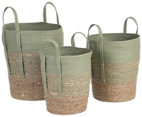 Σετ καλαθιών 42 x 42 x 48 cm Μέντα Φυσική ίνα (3 Τεμάχια)
