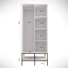 Διφυλλη Ντουλαπα Λευκο/Μαυρο/Χρυσο MARTIN 57x190x200