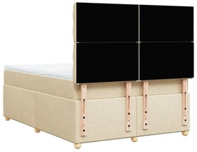 vidaXL Κρεβάτι Boxspring με Στρώμα Κρεμ 140x200 εκ. Υφασμάτινο