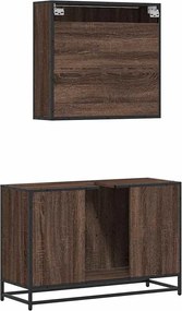 vidaXL Σετ Επίπλων Μπάνιου 2 Τεμαχίων Καφέ Δρυς από Τεχν. Ξύλο