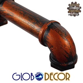 GloboStar® CANAL 01070 Vintage Industrial Κρεμαστό Φωτιστικό Οροφής Πολύφωτο 5 x E27 Καφέ Σκουριά Μεταλλικό Ράγα Μ88 x Π4.5 x Y7cm