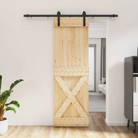 vidaXL Συρόμενη Πόρτα Φυσικό και Μαύρο 70 x 210 cm