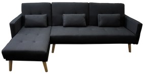 Καναπές Κρεβάτι Γωνιακός ArteLibre LANITA Μαύρο 264x152x90cm