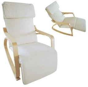 HAMILTON Super Relax Πολυθρόνα Σημύδα/Ύφασμα Άσπρο 67x127x90cm Ε7157,1