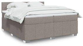 Κρεβάτι Boxspring με Στρώμα Taupe 200x200 εκ. Υφασμάτινο - Μπεζ-Γκρι