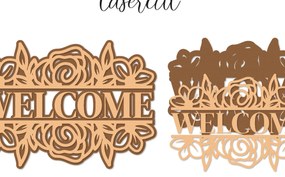 Intra απο ξύλο plywood 3mm-4mm πάχος – Welcome Sign Lasercut - Αρχείο Αποκοπής Laser Δίασταση 40x30 cm INTRAFABR-122150972