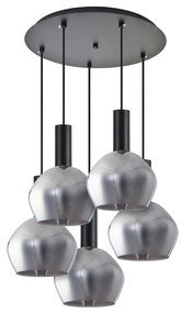 SE21-BL-4-5BL-GL2 ADEPT TUBE Black Pendant Smoked Glass+