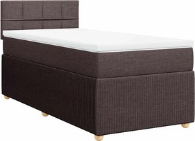 vidaXL Κρεβάτι Boxspring με Στρώμα Σκούρο Καφέ 90x190 εκ. Υφασμάτινο