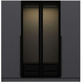 Ντουλάπα Τετράφυλλη Kale Plus 506MNR2494 180x52x210cm Anthracite-Black Four Door