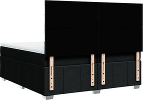 vidaXL Κρεβάτι Boxspring με Στρώμα Μαύρο 200x200 εκ. Υφασμάτινο
