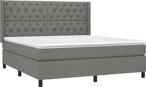vidaXL Κρεβάτι Boxspring με Στρώμα Σκούρο Γκρι 160x200 εκ Υφασμάτινο