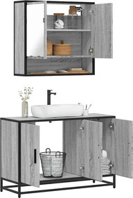 vidaXL Σετ Επίπλων Μπάνιου 2 Τεμαχίων Γκρι sonoma από Τεχν. Ξύλο