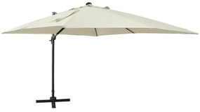 Ομπρέλα Κρεμαστή με Ιστό και LED Χρώμα Άμμου 300 εκ. - Μπεζ