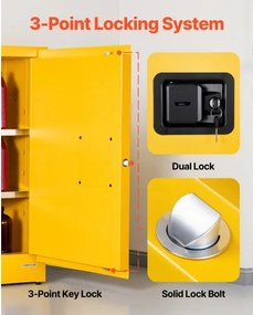 VEVOR 13Gal Flammable Storage Cabinet with Adjustable Shelf for Flammable Liquid