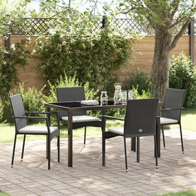 vidaXL Σετ Καρεκλών Κήπου 4 τεμαχίων 5 pcs Μαύρο 140 x 70 x 73 cm