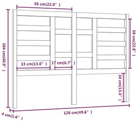 vidaXL Κεφαλάρι Κρεβατιού Λευκό 126 x 4 x 104 εκ. Μασίφ Ξύλο Πεύκου