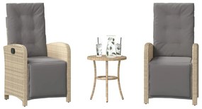 VidaXL Σετ Επίπλων Bistro 3 τεμ. Μικτό Μπεζ Συνθ. Ρατάν με Μαξιλάρια