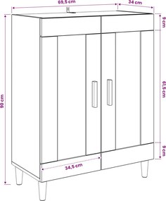 vidaXL Πλαϊνό γραφείο Μαύρη Δρυς 69,5 x 34 x 90 εκ. Επεξεργασμένο Ξύλο